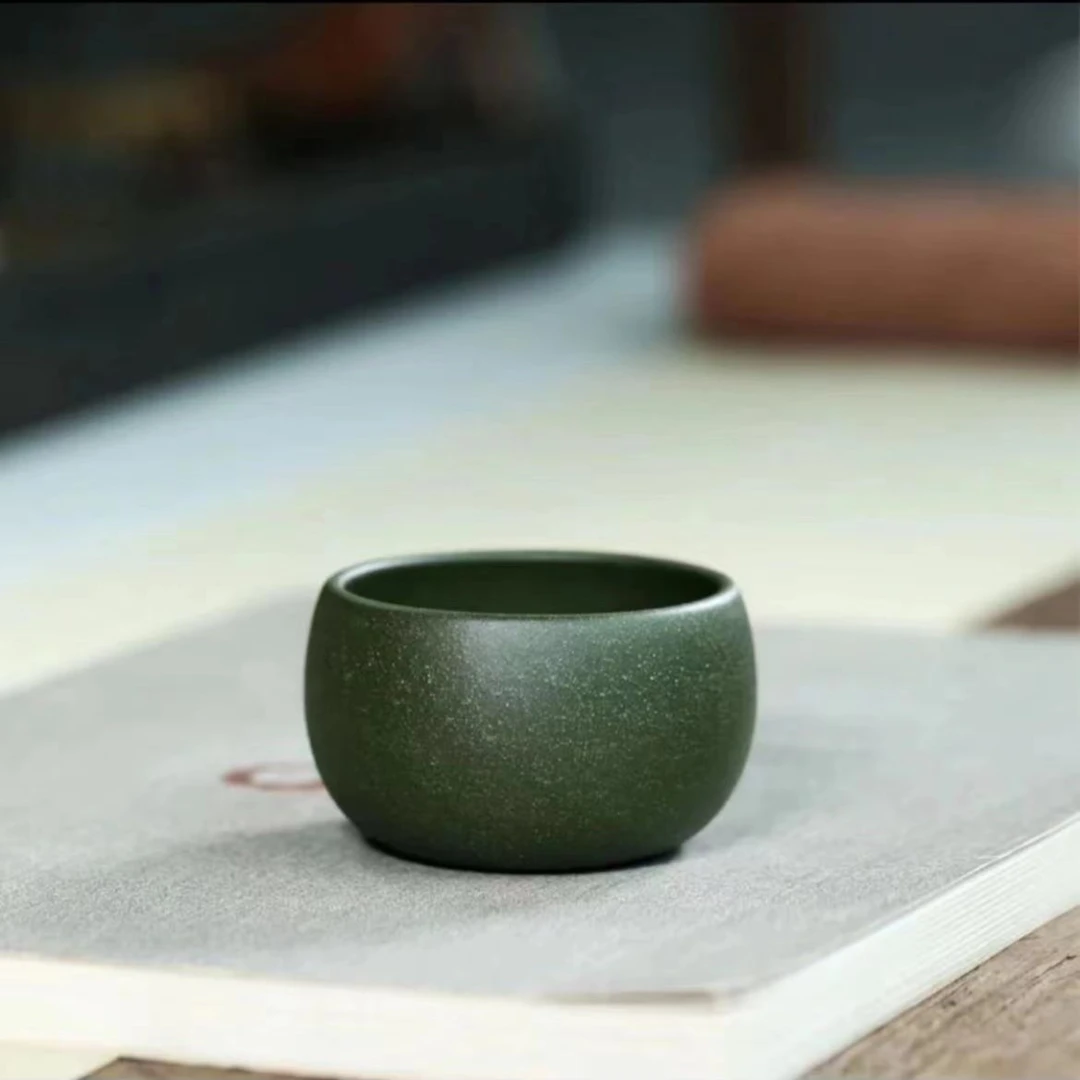 实力派绿泥矮主人杯【到手两只】（冰心）小口杯