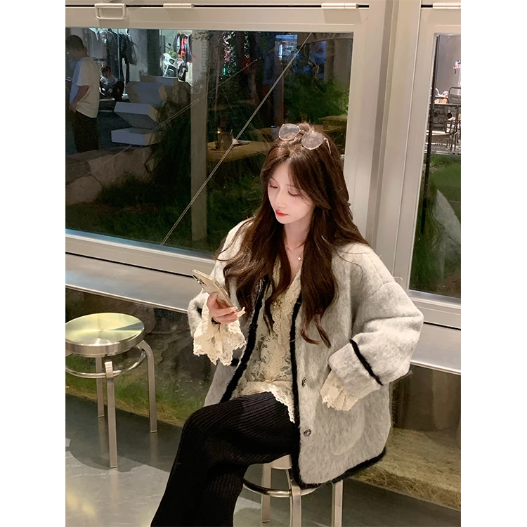 鱼er【赫拉小姐】设计师高定香香风羽绒时髦矜贵感门襟水貂毛外套