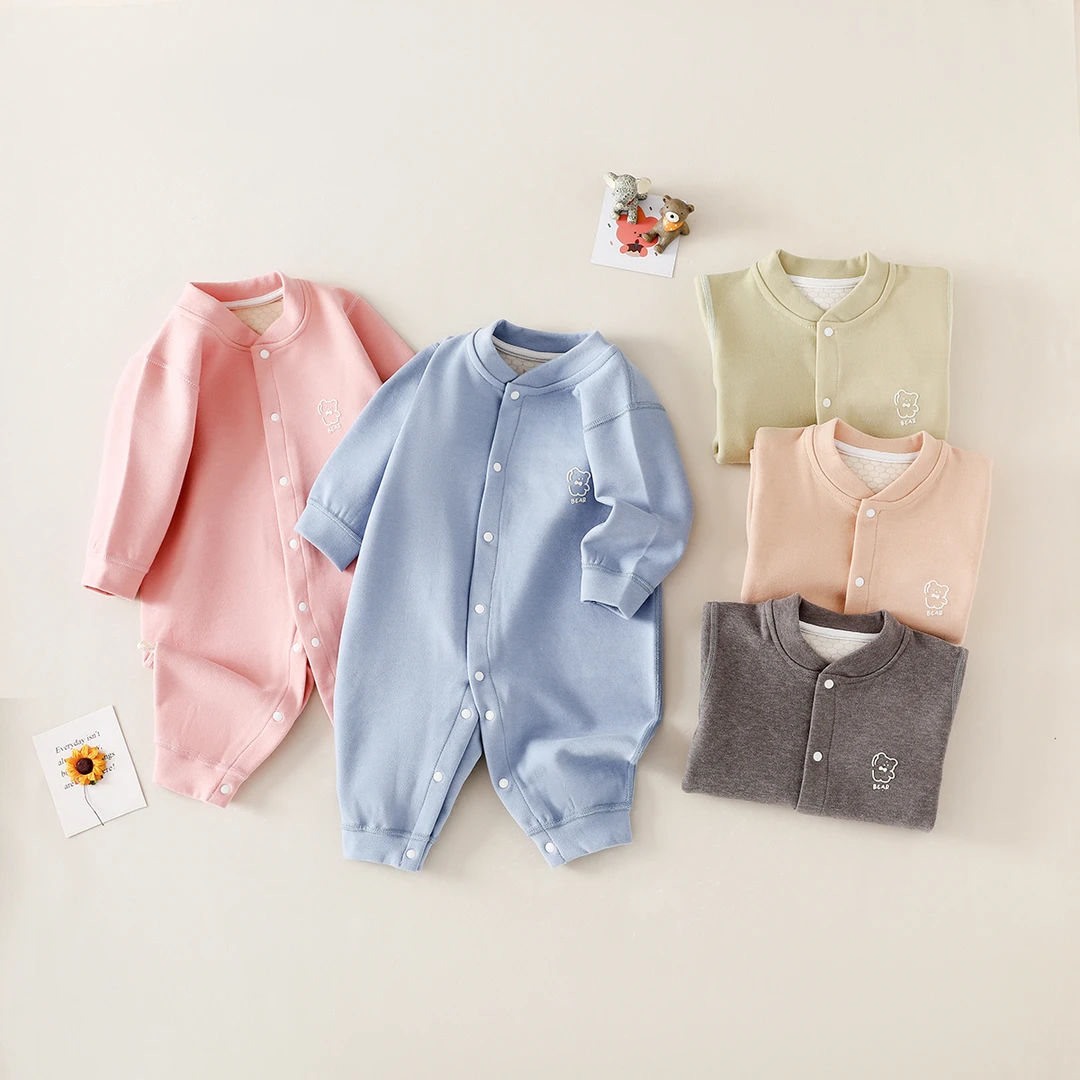 羊毛蚕丝婴幼儿闭裆连体衣亲肤透气保暖爬服哈衣秋冬长袖护肚