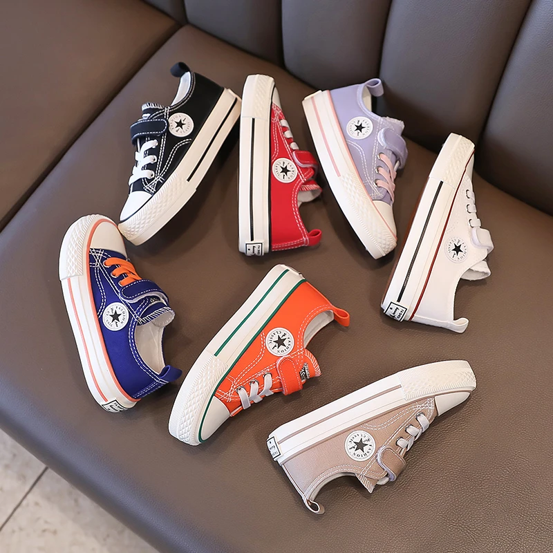 儿童低帮帆布鞋2025春秋新款儿童帆布鞋小白鞋低帮男女童鞋子-878