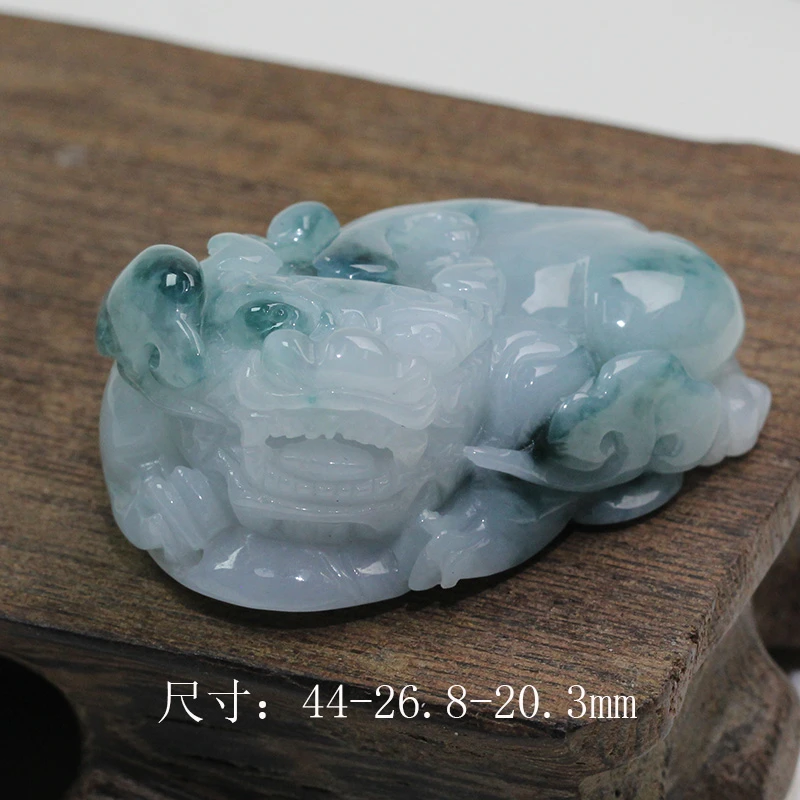 天然翡翠A货细糯种精雕雕刻阴阳眼飘兰花如意貔貅男款吊坠挂坠