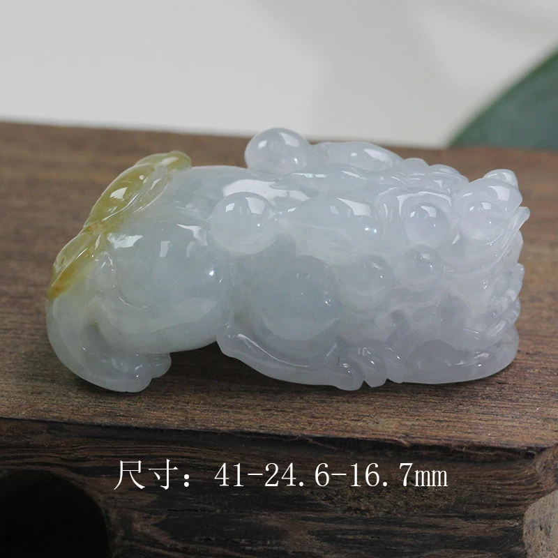 天然翡翠A货糯冰带黄翡精雕雕刻时尚气质男款吊坠女款女士小手把