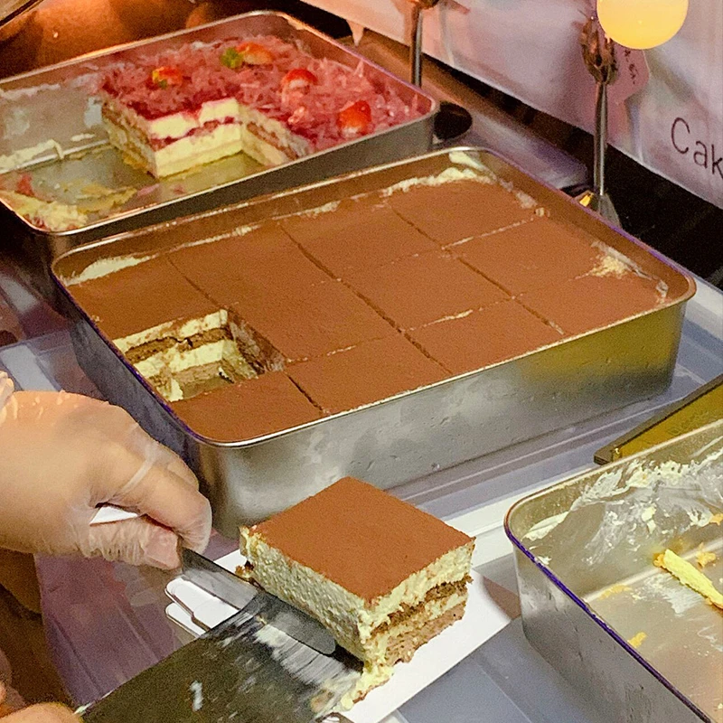 做提拉米苏盒子方形专用制作容器皿不锈钢蛋糕包装盒模具铁盒托盘