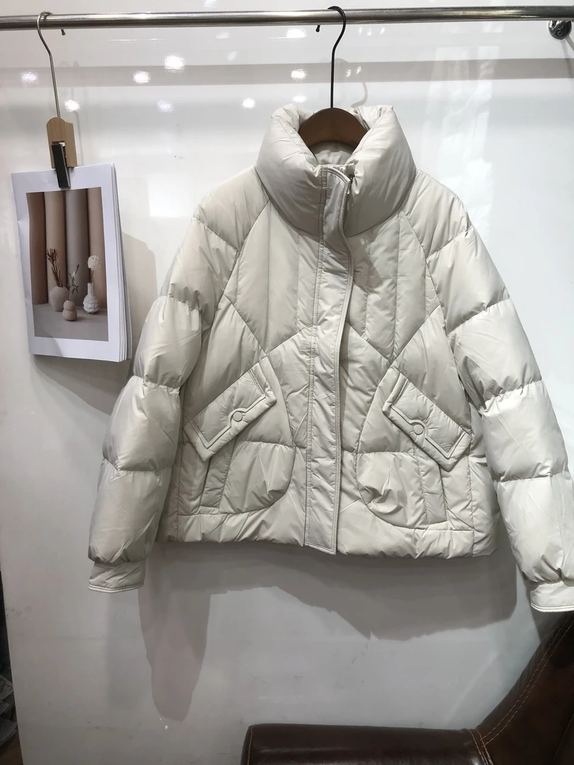 9910白鸭绒白色羽绒服休闲韩版保暖时尚加厚女款女短款冬季新款韩