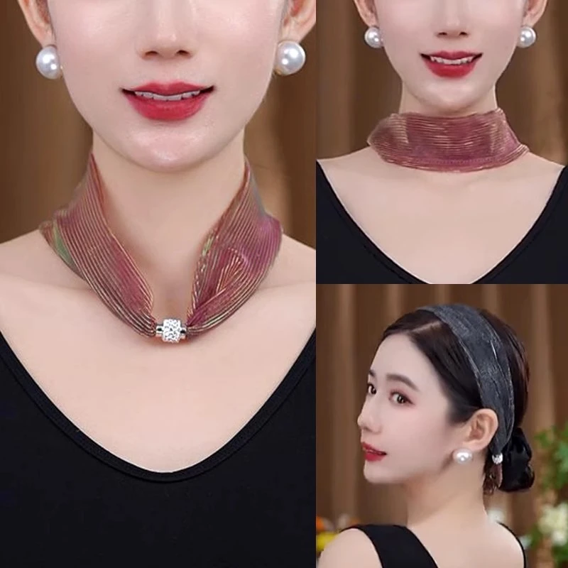 夏季薄款百变网红新款韩版时尚洋气百搭炫彩遮颈纹磁吸扣丝巾