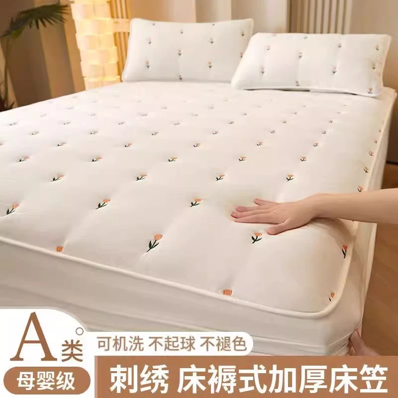 0-4A类加厚夹棉床笠单件榻榻米席梦思床垫保护套防滑固床单床罩套