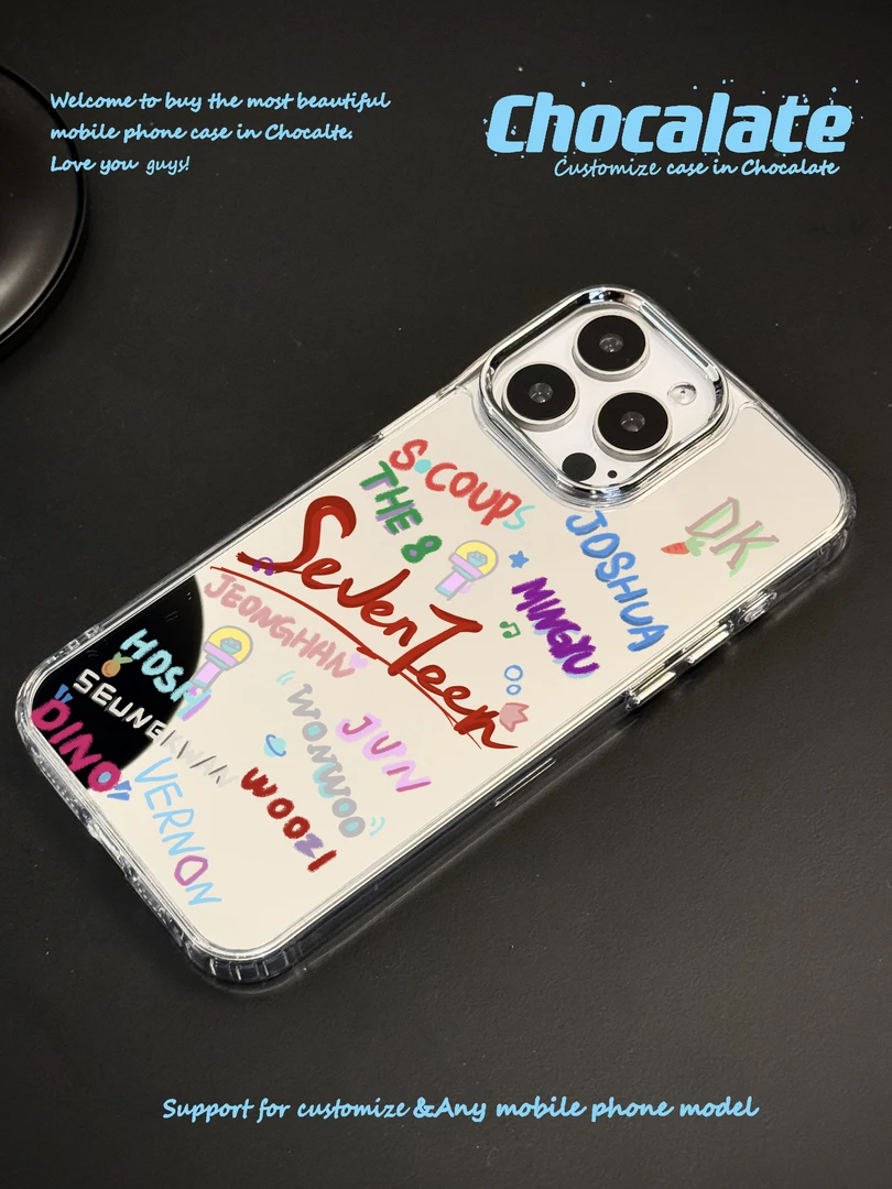 巧壳里原创SEVENTEEN镜面壳克拉周边适用苹果16p小米15华为p70pro