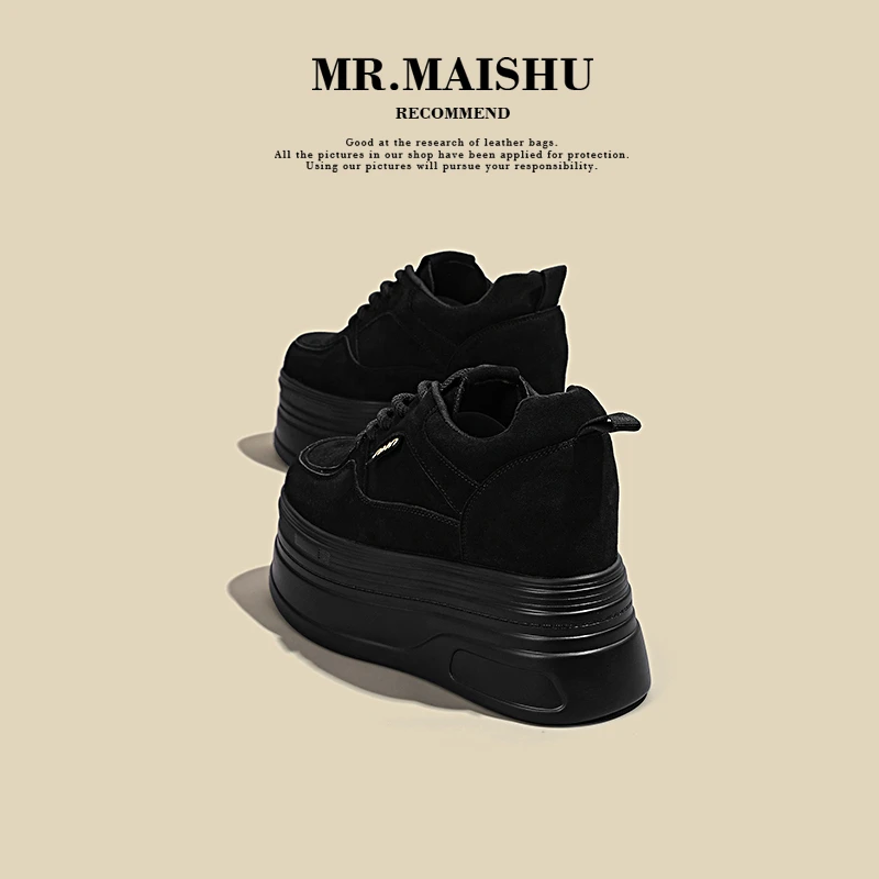 欧货爆款厚底百搭时尚鞋女2024新款鞋真皮矮个子内增高女鞋8330-3