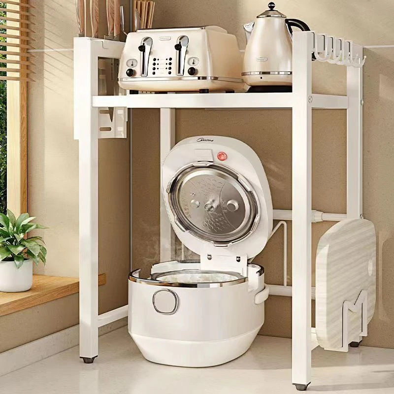 可伸缩电饭煲架放微波炉厨房置物架家用台面收纳架多功能刀架