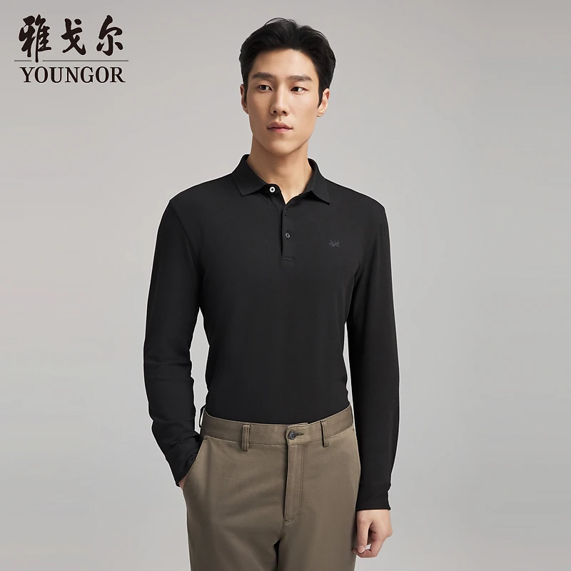 莫代尔雅戈尔时尚休闲商务青年男长袖POLO衫翻领舒适539963
