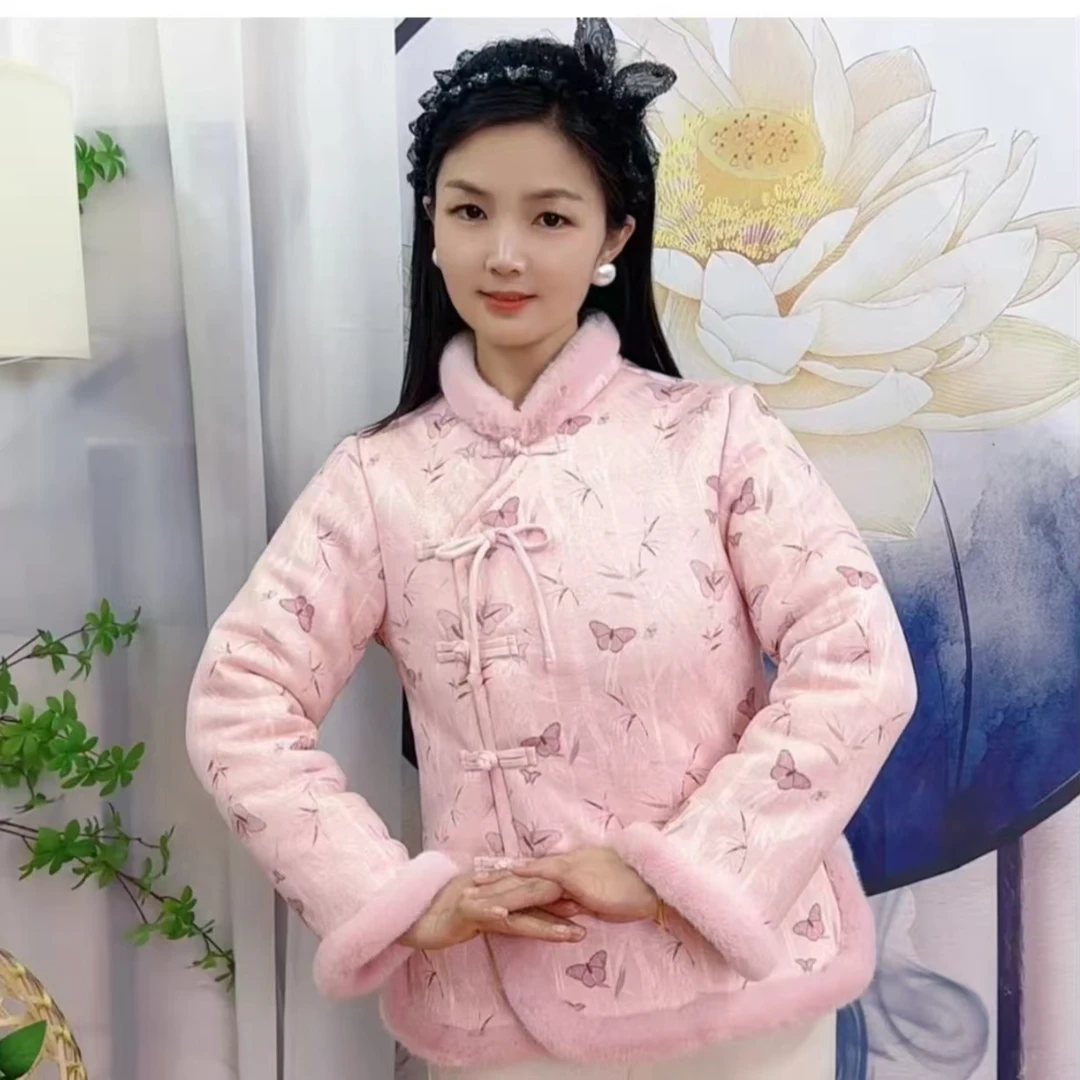 中式国风网红时尚复古加绒加厚中国风ins冬季棉衣棉服