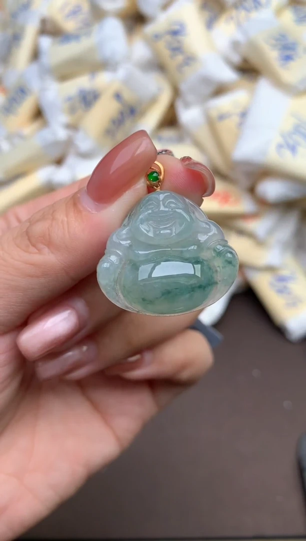 【闪购商品】翡翠挂件18K金镶嵌—