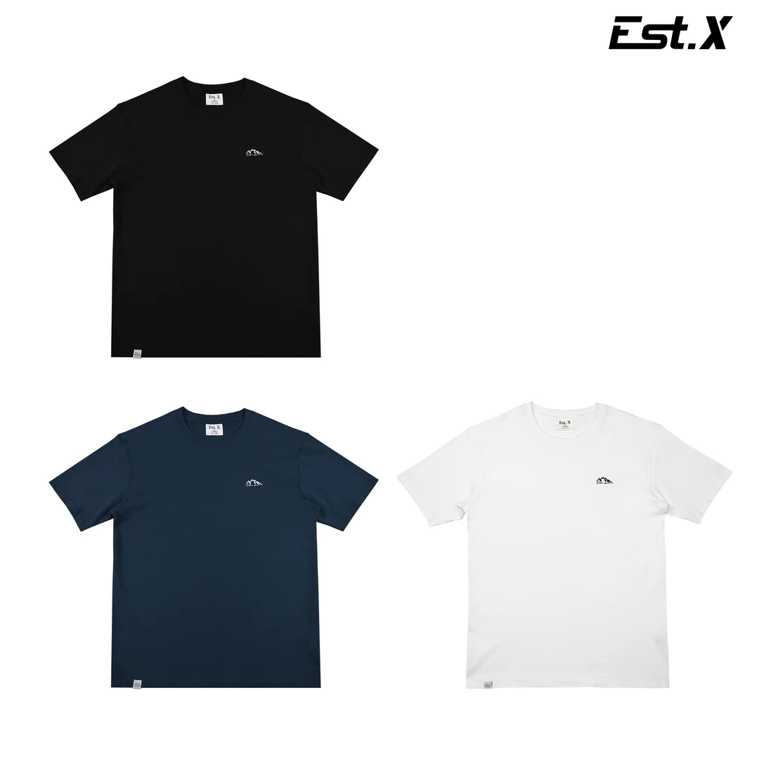 开播福利290g山峰刺绣短袖-宽松版型#SXHX008纯色夏季男款