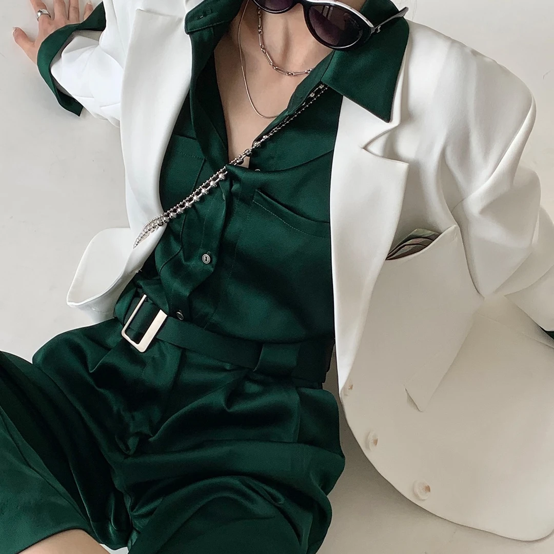 P0728K1573 辛间新款高腰垂感缎面连体裤P0728K1573