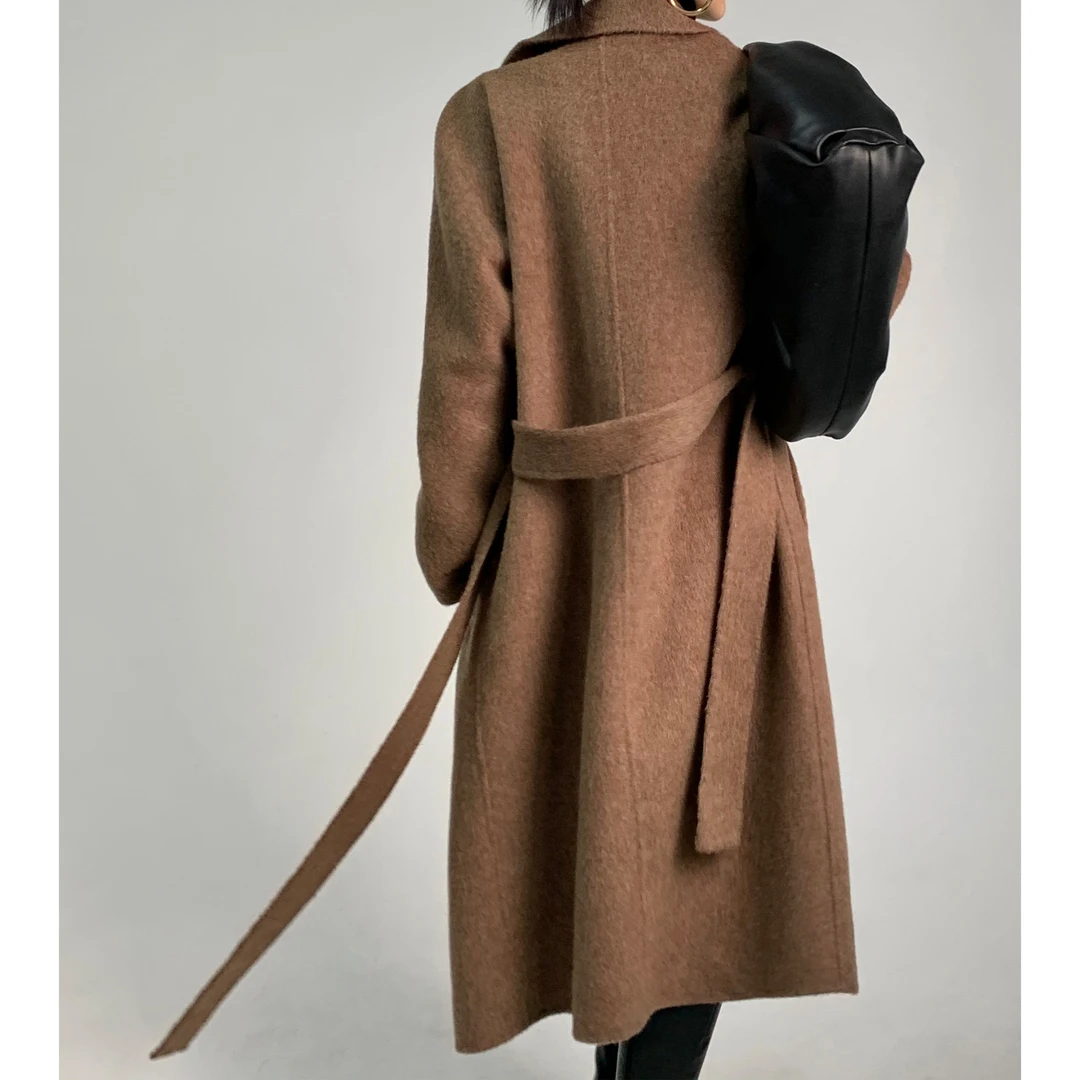 P1013D1093宽松风长款经典百搭双排扣羊绒外套08.08抖