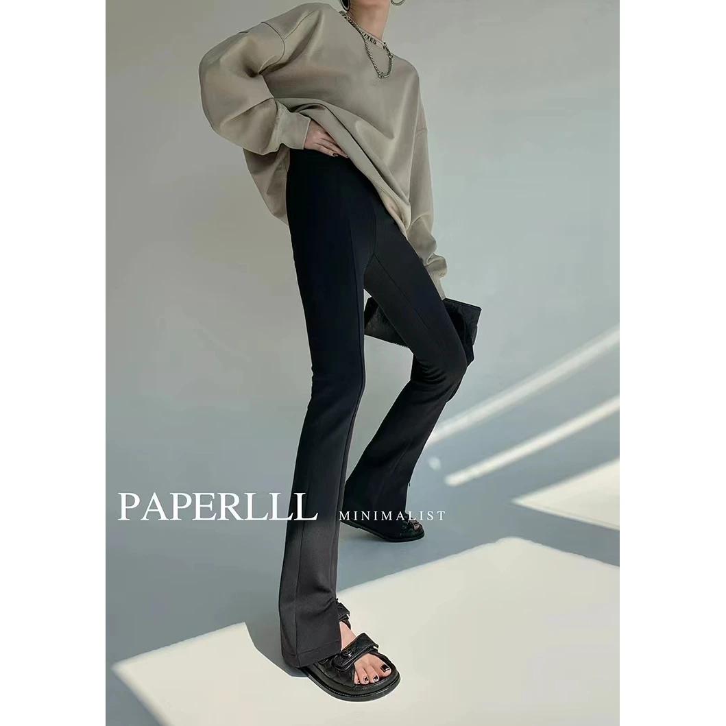 P1101K1763 拉链开叉裤子