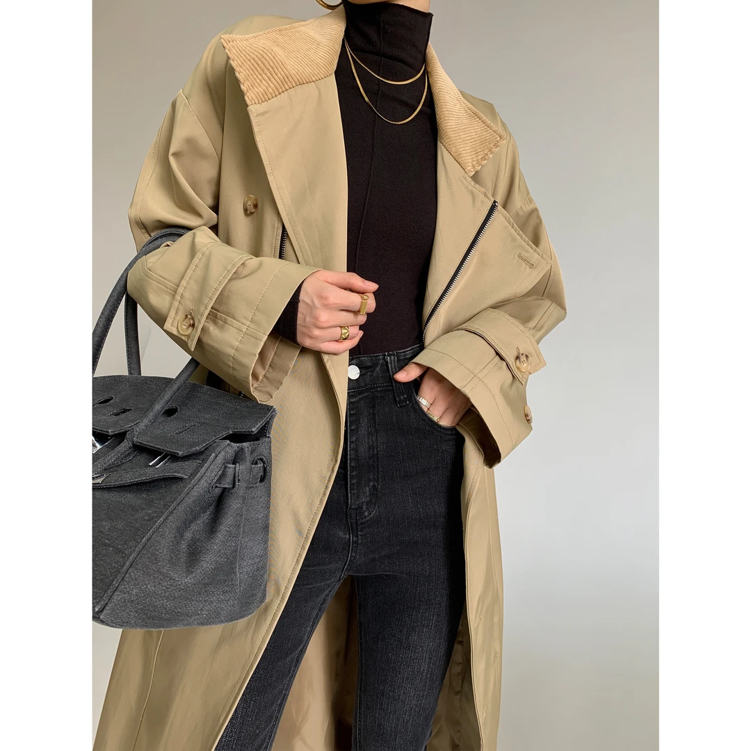 P1101Y1110宽松时髦高密度防水大廓形ins风衣外套女08.08抖