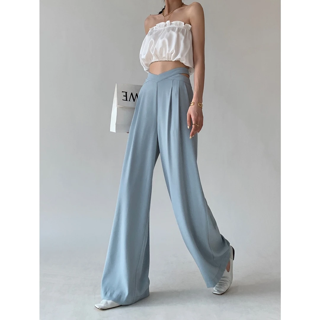 休闲垂感宽松高腰直筒拖地裤  P0511K1439