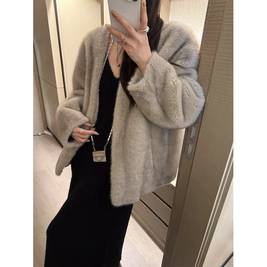 P1110Y3433环保毛毛毛外套女简约宽松气质款08.04抖