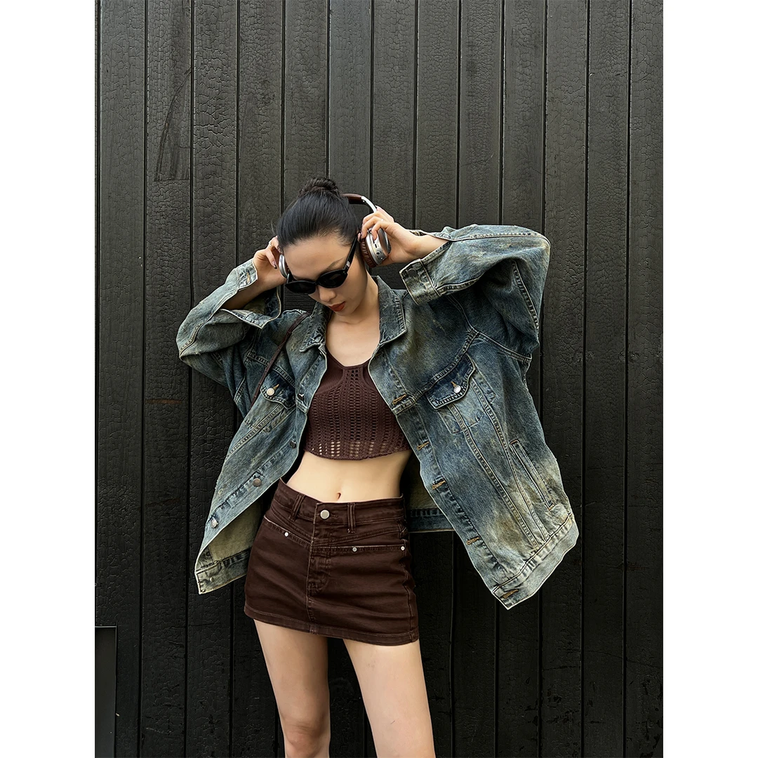 05.06 P0506Q3152 新款中低腰牛仔短裙女H型直筒休闲裙08.06抖