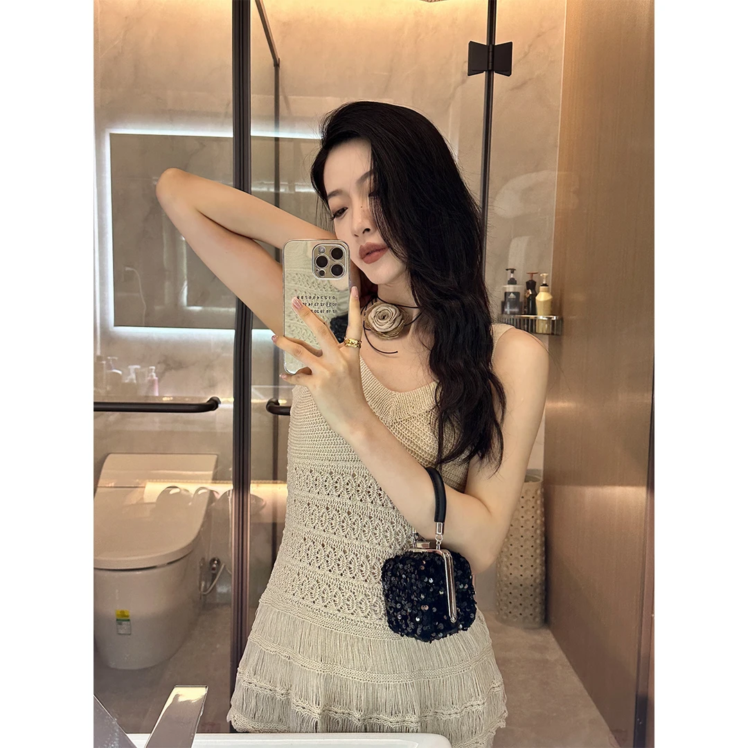 P0402T3118新中式编织背心半裙两件套设计感显瘦套装08.06抖