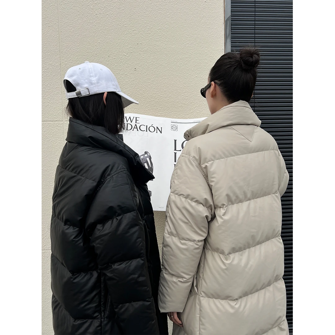 11.10 P1110Y2928 90白鸭黑色长款立领棉服女冬季外套宽松08.03抖