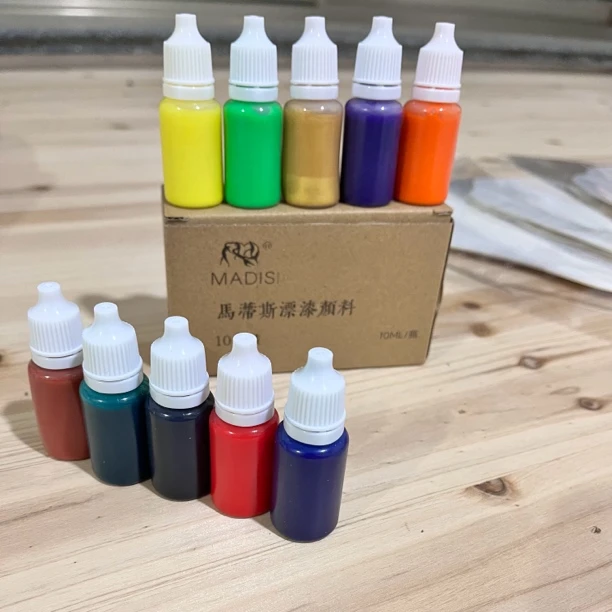 【知白文房】马蒂斯漂漆颜料 10色 10瓶装 10毫升 漂漆卡纸扇子套装