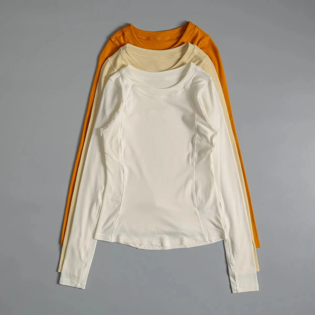 高颜值加绒瑜伽服长袖女秋冬健身房训练上衣时尚显瘦普拉提运动服