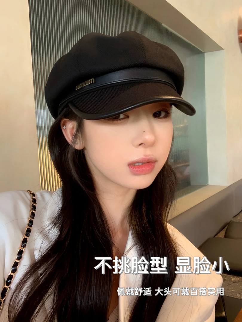 【黑色贝雷帽】秋冬新款复古毛呢八角贝雷帽时尚百搭韩版画家鸭舌帽