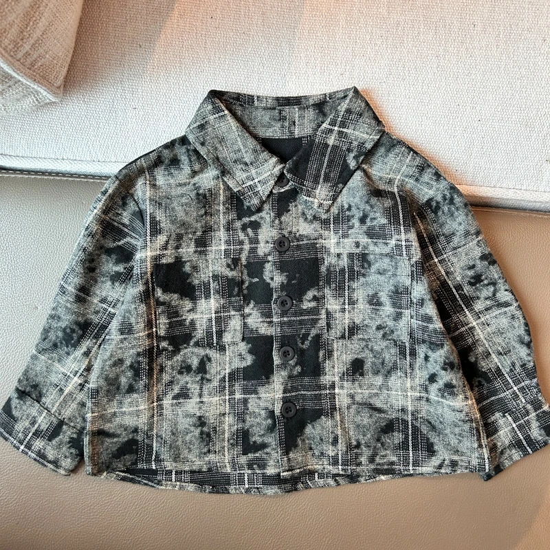 【晕染格子衬衫 小乐妈咪】女衬衣秋童衬衫外套格子儿童BWB44561