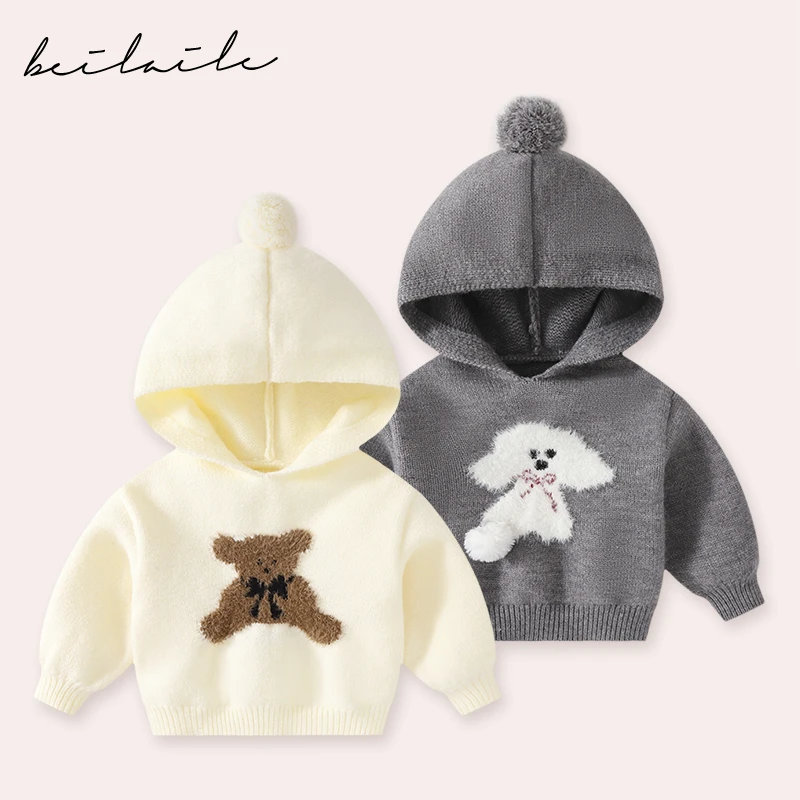 【带帽毛衣针织衫】秋冬款打底衫婴儿冬季男女童上衣宝宝衣服J25