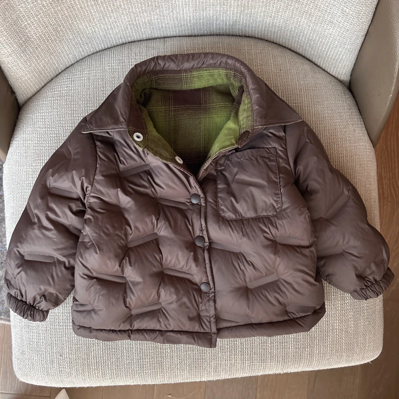 【三防双面穿羽绒 】婴儿童连体衣服宝宝羽绒外套秋冬白鸭绒轻薄K15