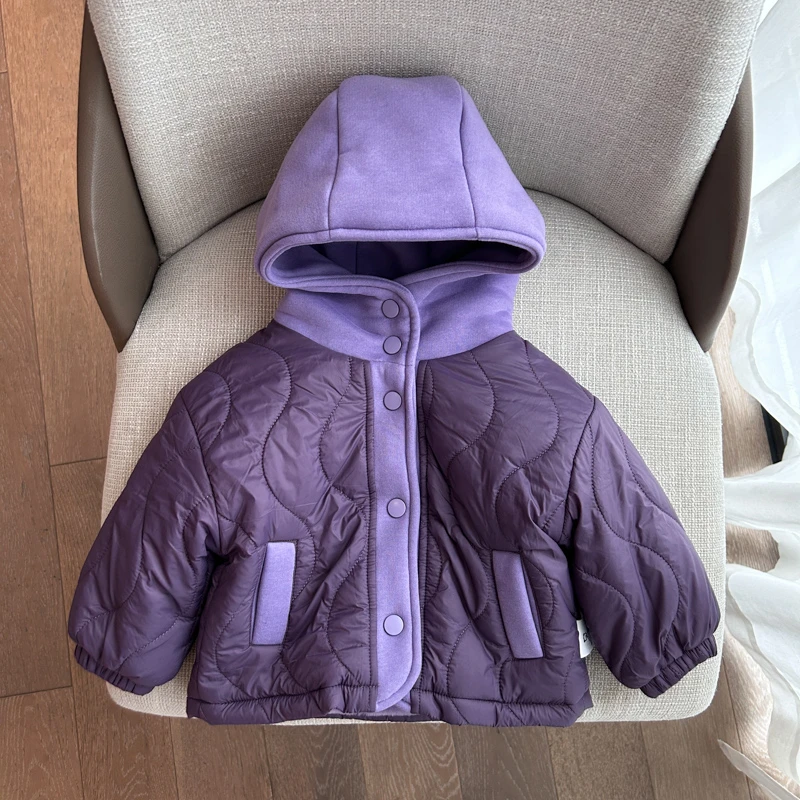 【撞色绗棉外套 小乐妈咪 】婴儿冬装宝宝巫师帽休闲外套i27