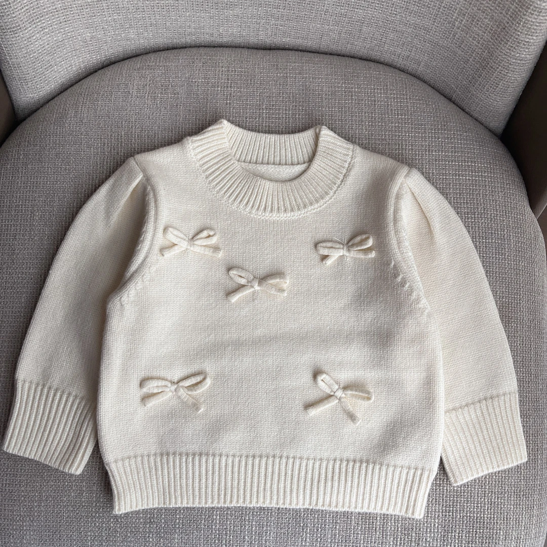 【包芯纱蝴蝶结毛衣】打底毛衣宝宝冬装婴儿男童女童针织衫保暖K8