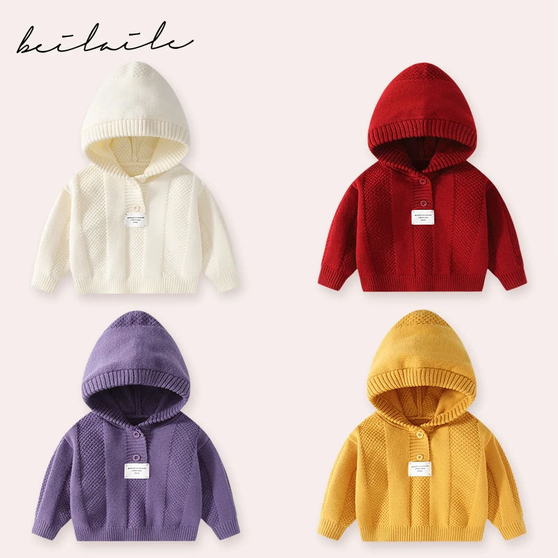【带帽毛衣针织衫】带帽秋冬款打底衫婴儿冬季男女童上衣J18