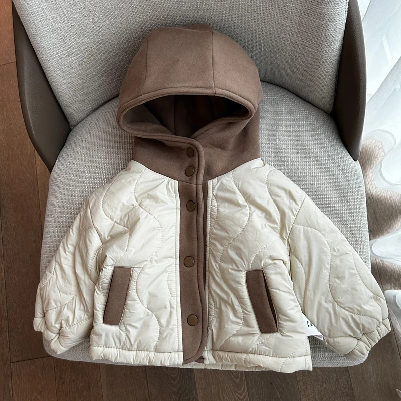 【撞色绗棉外套 小乐妈咪 】婴儿冬装宝宝巫师帽休闲外套i27