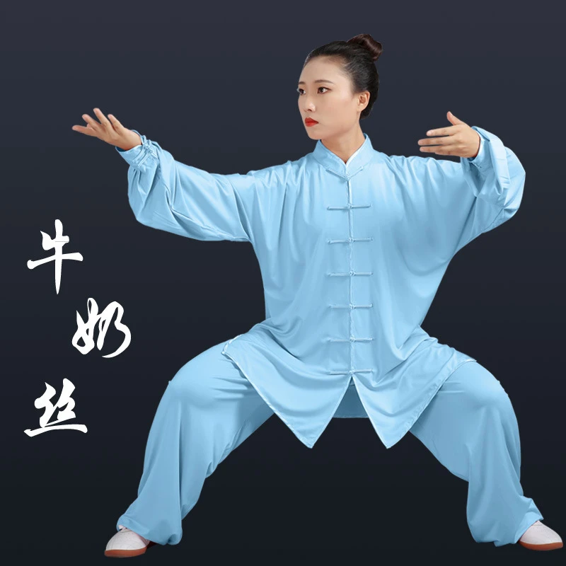 牛奶丝太极服女夏天薄款太极套装女装夏季长袖太极拳练功服武术服