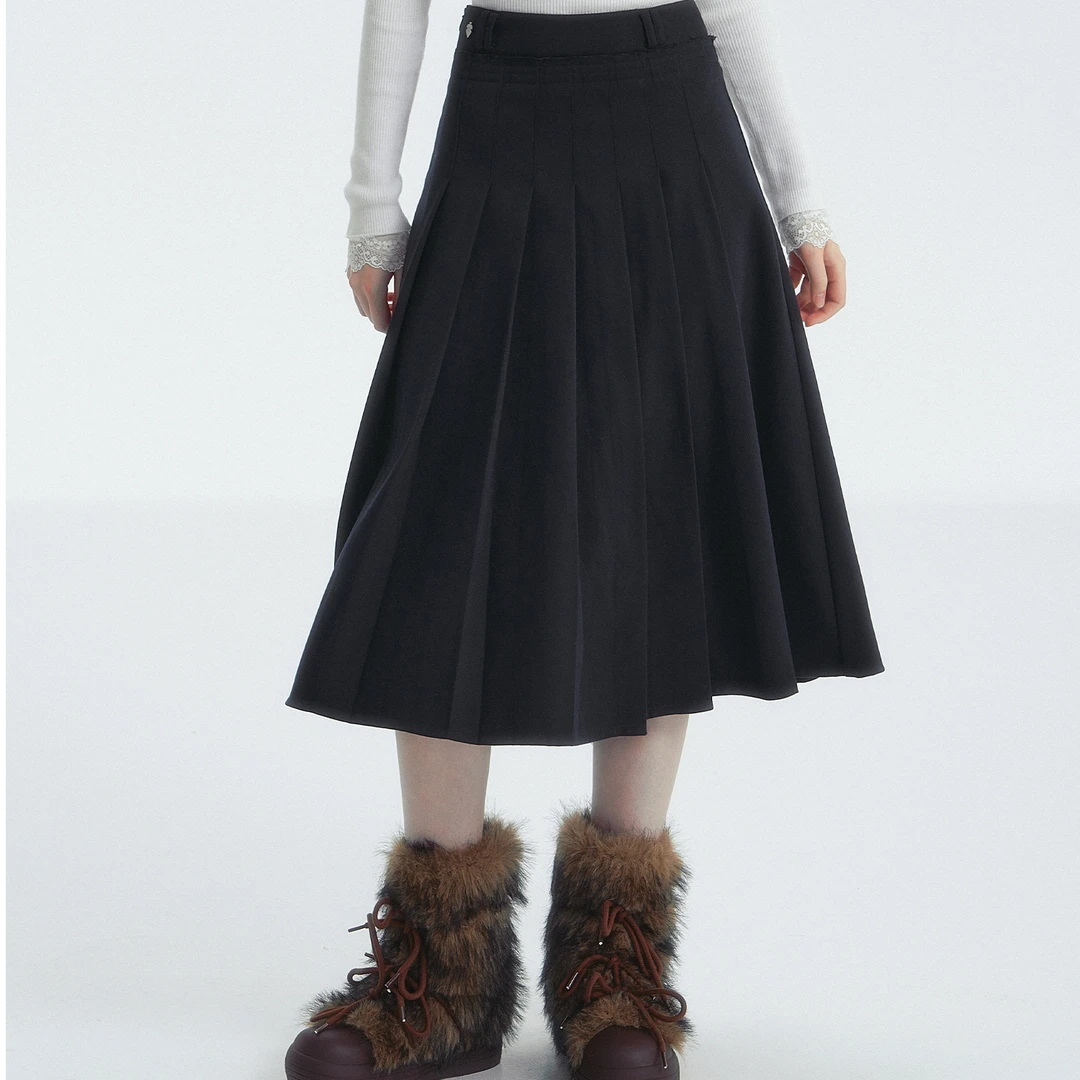 SOMESOWE学院风百褶长裙