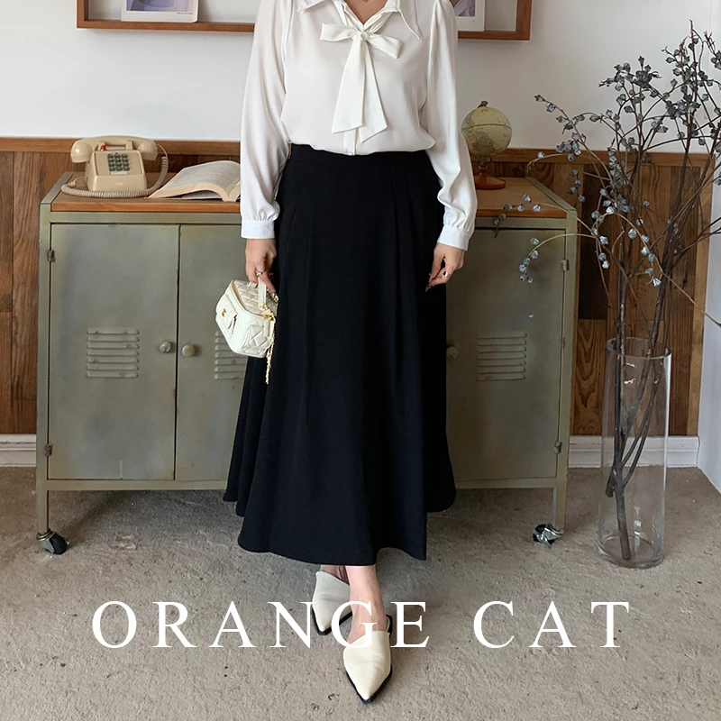 小橘是只猫大码通勤显瘦面试通勤职业装高腰黑色西装半身裙A字裙