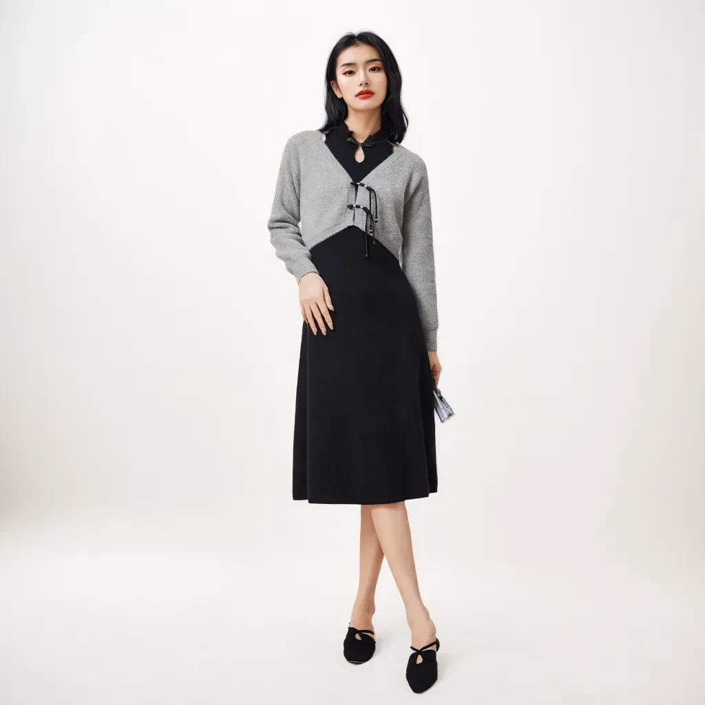 优雅洋气外套女款气质服装冬季新中式显瘦高贵连衣裙潮牌小香风