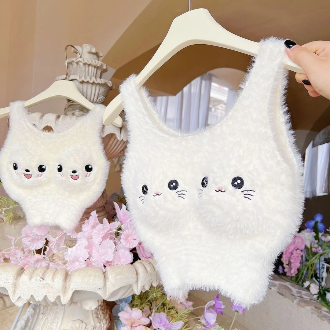 秋冬新款可爱毛茸茸保暖文胸羊羔绒自发热舒适背心式一体免穿内衣