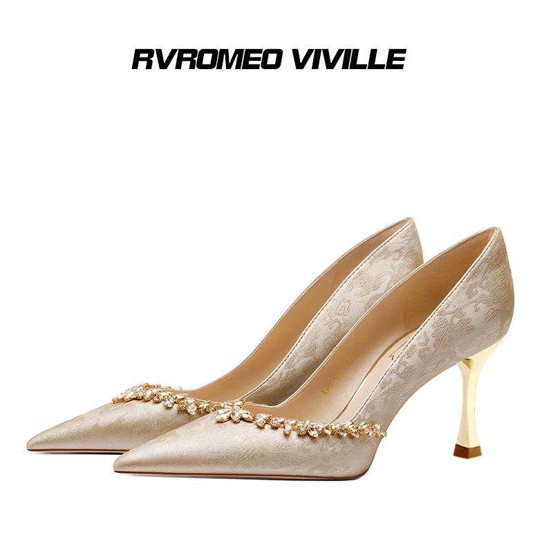 RV气质百搭水晶鞋2024爆款新中式国风旗袍礼服鞋高级感浅口宴会