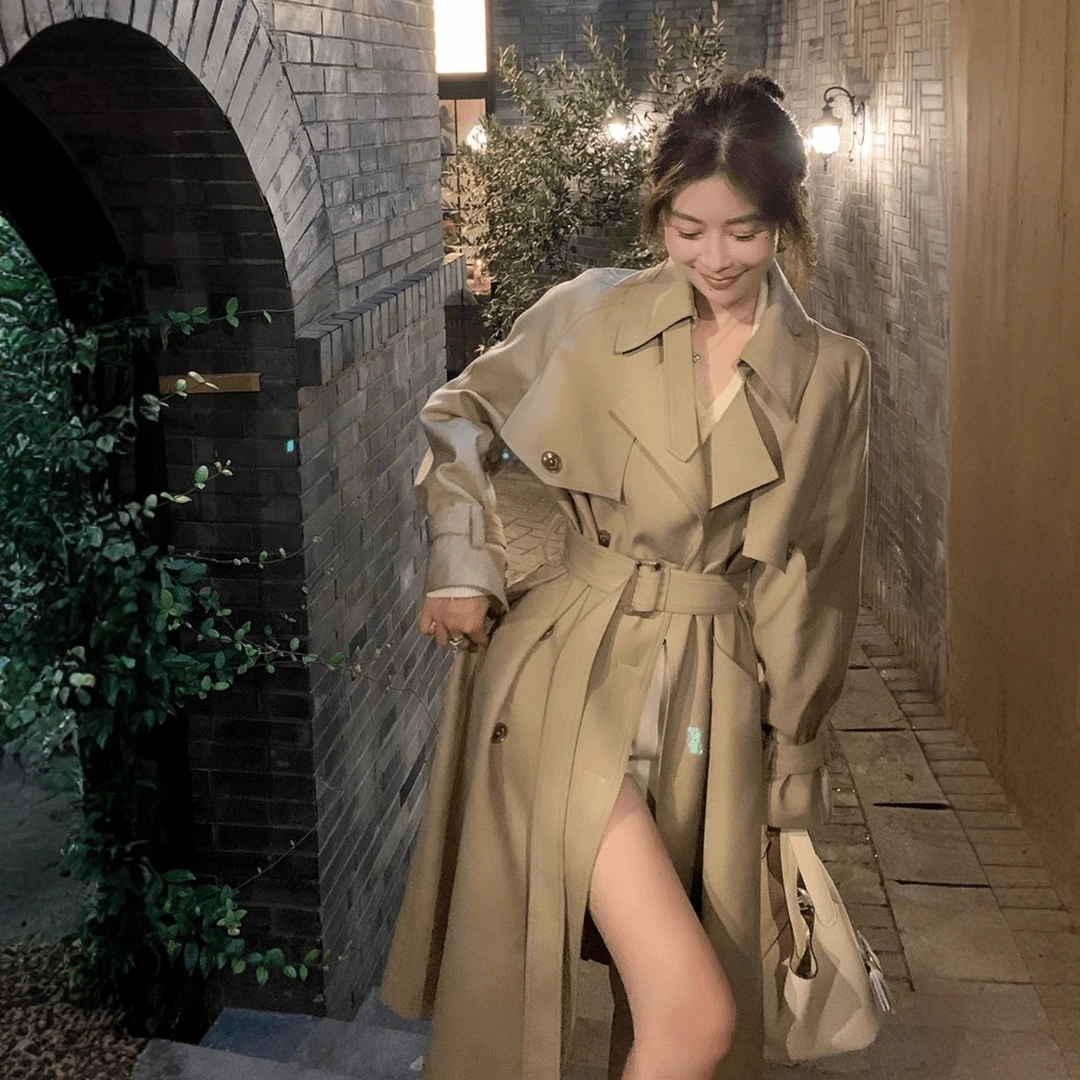 3209卡其色风衣外套女英伦风高级感宽松中长款休闲