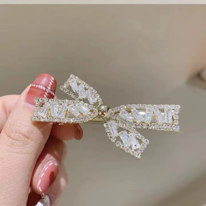 交叉满钻发夹刘海侧边夹气质网红轻奢韩版发卡精致网红时尚漂亮