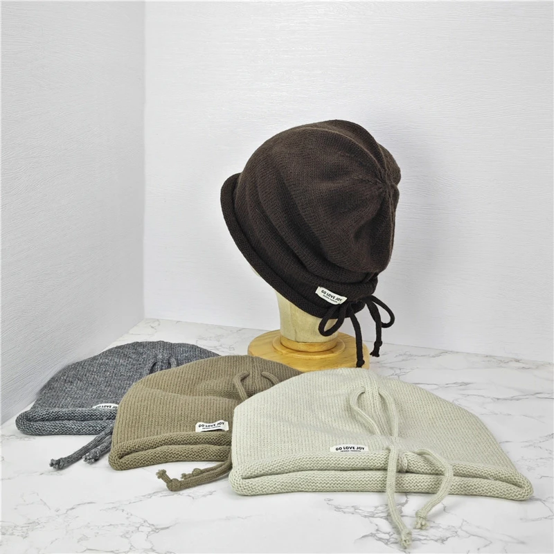 毛线帽子针织堆堆帽子月子帽百搭宽松不洗头专用运动冷帽女学生