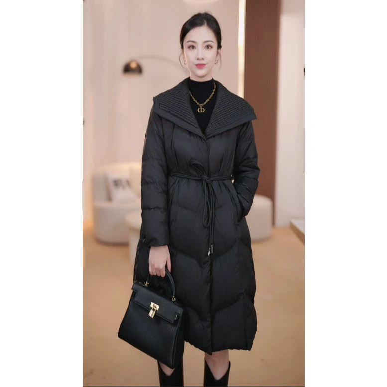 YAYA/鸭鸭热力感2024冬季翻领显瘦气质高腰时尚羽绒服YE3B627967A