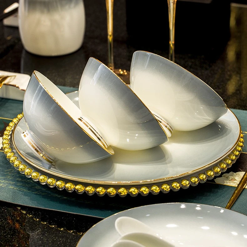 碗碟盘单品组合链接高脚防烫碗盘陶瓷骨瓷中式家用吃饭碗魅影星辰