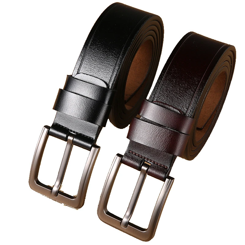 男士休闲牛皮带耐用仿古商务打孔合金针扣裤