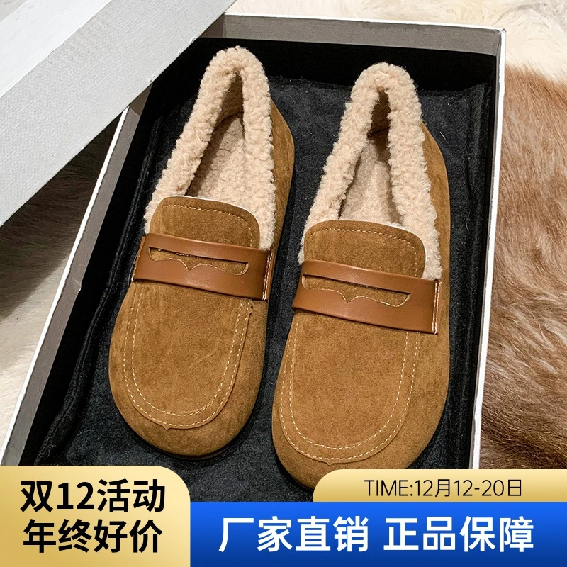 红蜻蜓牌软底舒适保暖豆豆鞋女2023年秋季新款爆款外穿舒适纯色加