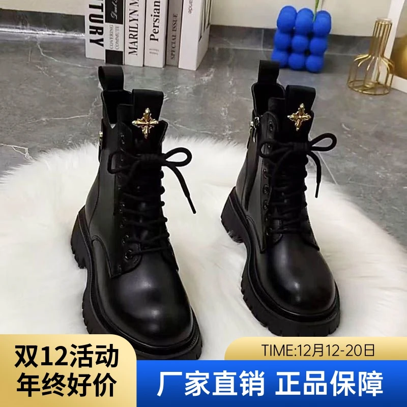 红蜻蜓牌英伦风马丁靴女秋冬季2023新款爆款ins潮短靴厚底春秋单